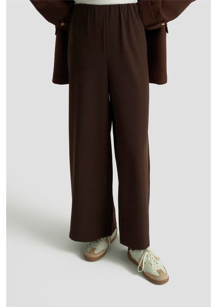 Geniş Paça Pantolon Etek 25KD1304 Kahverengi modelleri