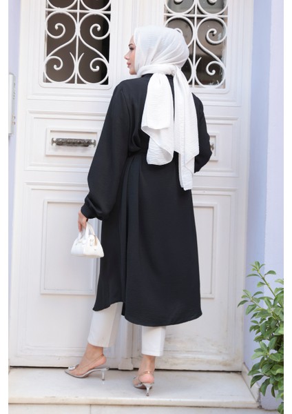 Düğmeli Siyah Tesettür Tunik 32172S modelleri