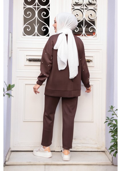 Fermuarlı Kahverengi Tesettür Ikili Takım 12401KKH modelleri