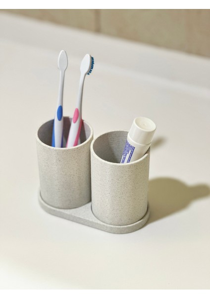 Modern Banyo Düzenleyici V3 - Diş Fırçalık Seti - Ikili Set - Mermer Beyaz 10CM modelleri