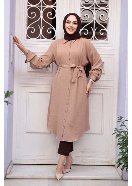 Düğmeli Bisküvi Tesettür Tunik 32172BS