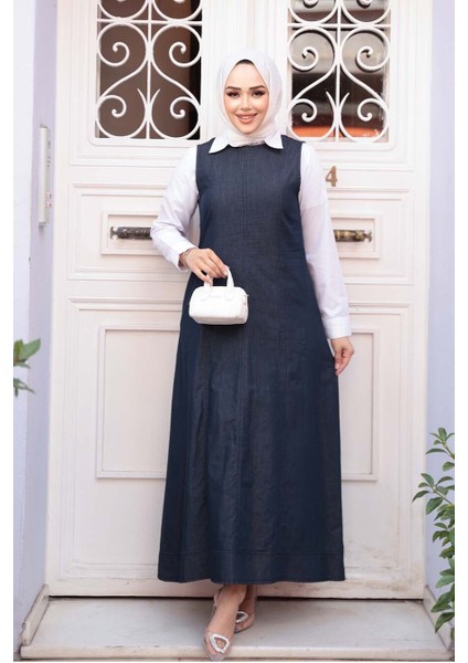 Kot Lacivert Tesettür Jile Elbise 24121L