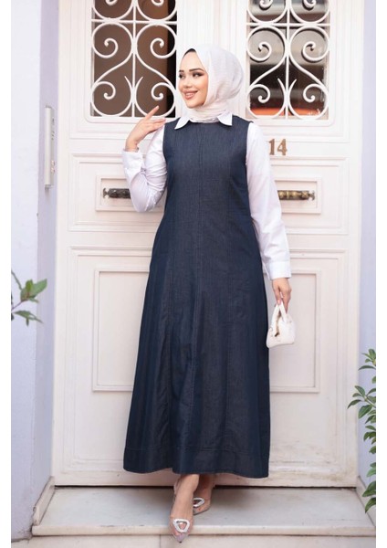 Kot Lacivert Tesettür Jile Elbise 24121L fiyatları