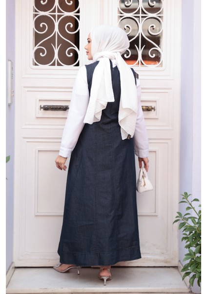 Kot Lacivert Tesettür Jile Elbise 24121L fırsatları