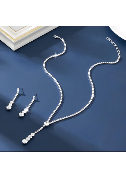 3 Adet Kadın Moda Takı Seti Gündelik Giyim Için Gümüş Kaplama