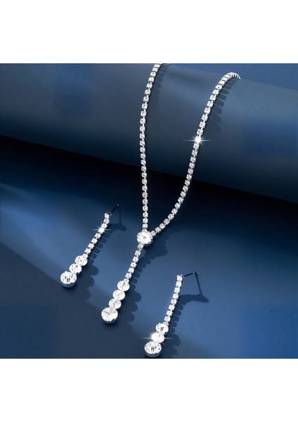 3 Adet Kadın Moda Takı Seti Gündelik Giyim Için Gümüş Kaplama modelleri
