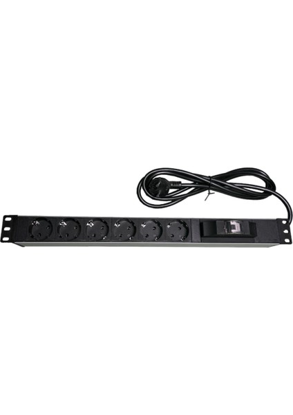 6'lı Schuko Rack Kabinet Akım Korumalı Priz Pdu - 16A 1.5 mt