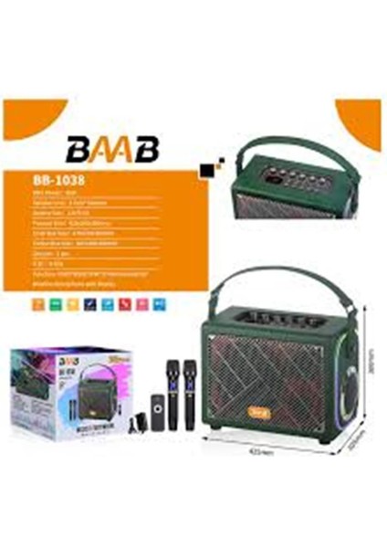 BB1038 Bluetooth Usb-Tf-Bt-Fm-Aux 8" 1500W Speaker