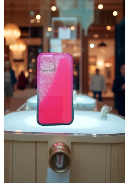 Iphone 12 / 12 Pro Uyumlu Neon Bumper Parlayan Fosforlu Pembe Sulu Kılıf