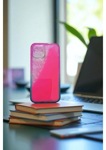 Iphone 12 / 12 Pro Uyumlu Neon Bumper Parlayan Fosforlu Pembe Sulu Kılıf modelleri
