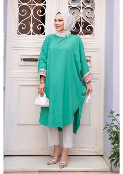 Yarasa Kol Yeşil Tesettür Tunik 210048Y fiyatları