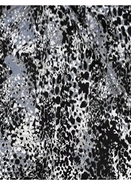 Kadın V Yaka Renkli Leopar Desen Büzgü Detay Süprem Bluz fırsatları