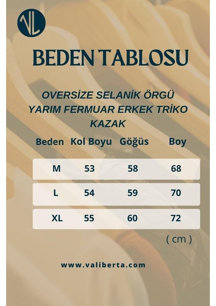 Oversize Selanik Örgü Yarım Fermuar Erkek Triko Kazak - Hardal