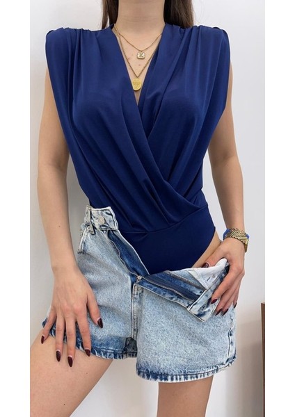 Kadın Sendy Kumaş Kruvaze Yaka Vatkalı Bluz