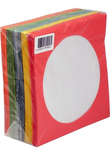 Cd&dvd Zarfı Renkli 80GR 100 Lü Paket Pencereli (Kırmızı,sarı,yeşil,mavi,turuncu)