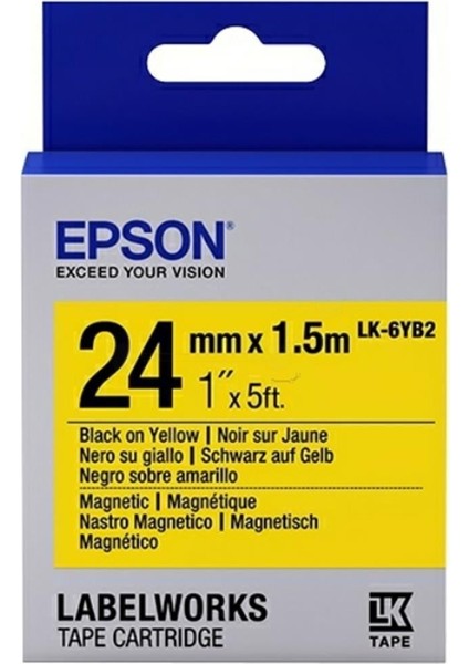 Lk-6yb2 Mıknatıslı Sarı Üzeri Siyah 24MM 9metre Etiket