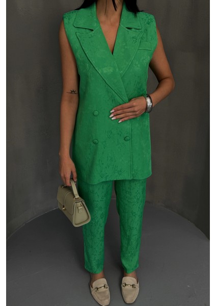 Jakar Kumaş Yelek - Pantolon Takım - Yeşil modelleri