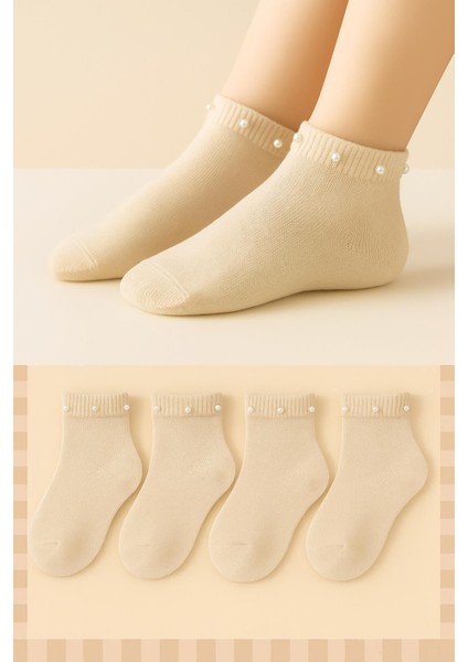 4 Çift Aksesuarlı Dikişsiz Kız Çocuk Patik Çorap