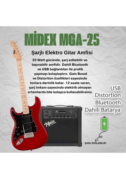 RPH-31RD-25AMP Solak Elektro Gitar 25W Amfili Full Set fiyatları