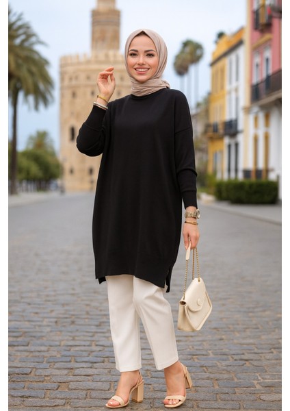 Siyah Tesettür Kazak Tunik 17203S