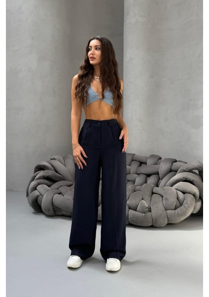 Kadın Yüksek Bel Wide Leg Bol Paça Rahat Kalıp Palazzo Pantolon indirimleri