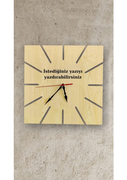 Kare Kenar Kesimli Isimli Lazer Kesim Mdf Ahşap Duvar Saati fiyatları