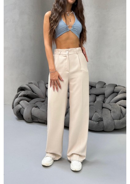 Kadın Yüksek Bel Wide Leg Bol Paça Rahat Kalıp Palazzo Pantolon modelleri