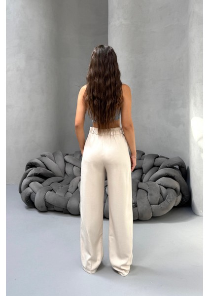 Kadın Yüksek Bel Wide Leg Bol Paça Rahat Kalıp Palazzo Pantolon fırsatları