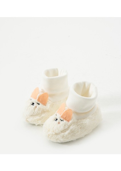 Kaydırmaz Taban Peluş Rahat Konforlu Çoraplı Kız Bebek Patik