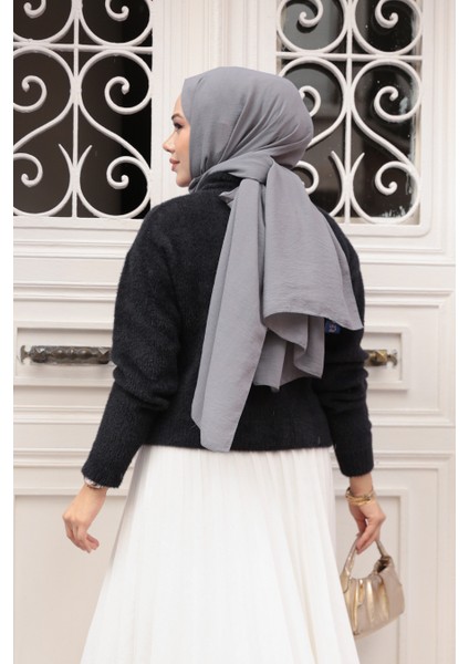 Tüylü Siyah Tesettür Triko Hırka 85321S modelleri