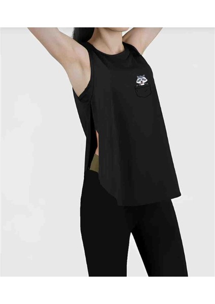 Sevimli Kokarca Siyah Yırtmaç Detaylı Kadın Spor Atlet