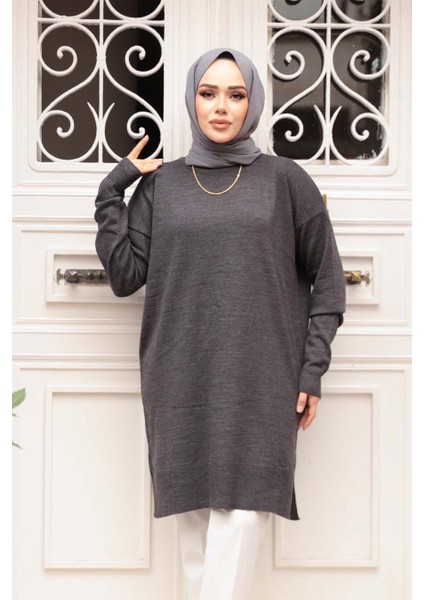 Koyu Füme Tesettür Triko Kazak Tunik 17203KFU fiyatları