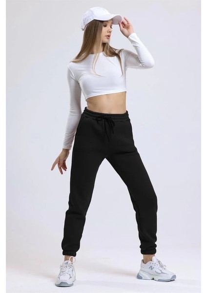 3 Iplik Şardonlu Paça Lastikli Eşofman Siyah IS001