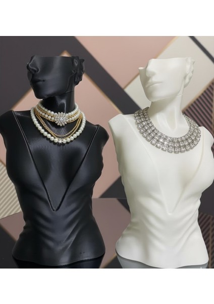 2'li Manken Set, Dekoratif Takı Mankeni, Takı Standı, Takı Organizeri, Kolye Küpe Sergileme Standı