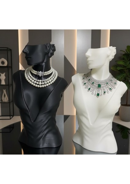 2'li Manken Set, Dekoratif Takı Mankeni, Takı Standı, Takı Organizeri, Kolye Küpe Sergileme Standı modelleri