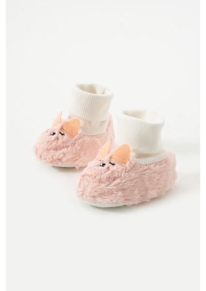 Kaydırmaz Taban Peluş Rahat Konforlu Çoraplı Kız Bebek Patik