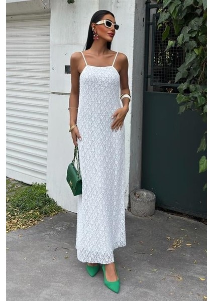 Askıları Ayarlanabilir Örme Dantel Elbise 2879