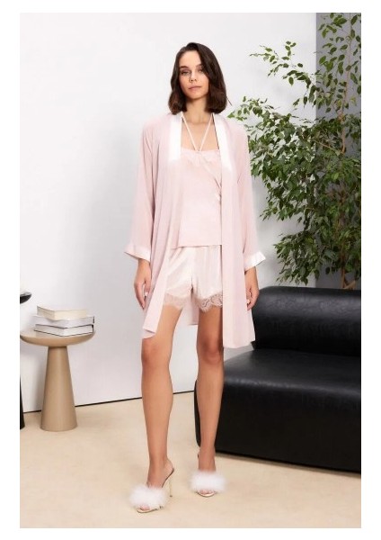 Kadife Saten 3'lü Kadın Pijama Takımı - 2845 fırsatları