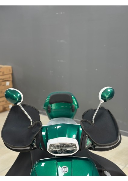 Scooter Fosforlu Kışlık El Kılıfı (Su Geçirmez Karbon Kumaş) ve Dizlik Koruma