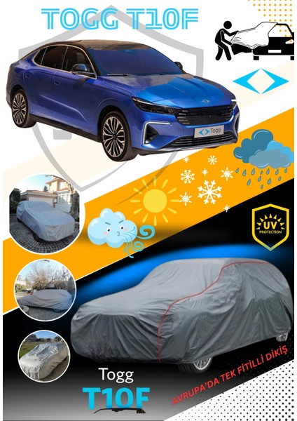 Togg T10F ile Birebir Uyumlu Miflonlu Premium Branda Oto Çadır Örtü
