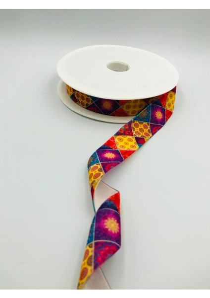 5 Metre Desenli Kadife Kurdele 25 Mm, Keten, Saten, Kadife, Ohça, Süsleme, Çeyiz, Gelin, Nişan, Söz, Paketleme, Fiyonk