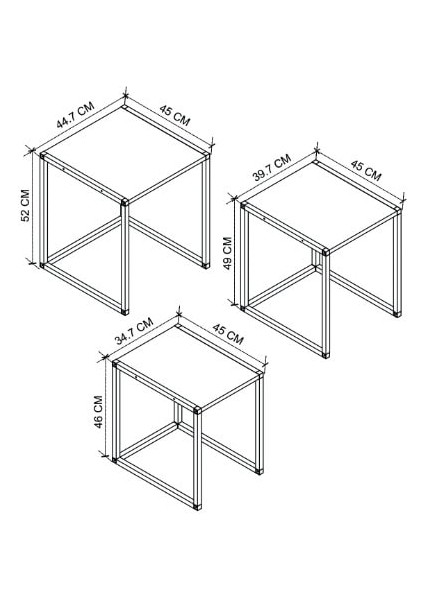 Clevernest 3lü Zigon Sehpa Ahsap ve Metal - Çam Rengi modelleri
