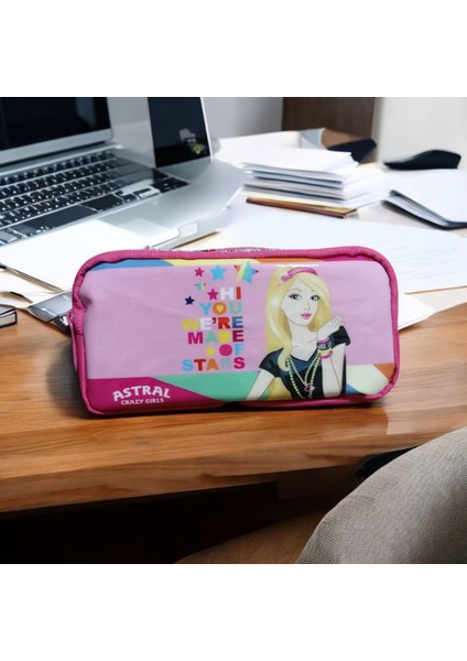 Kız Çocuk Çift Gözlü Kalemlik ve Kalem Kutusu