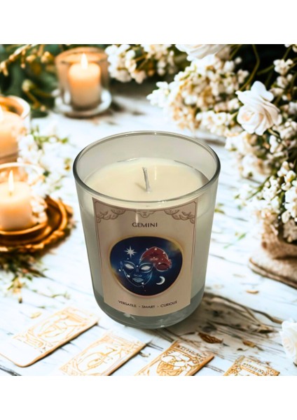 Ikizler Burcu Mum – Vanilya Kokulu Soya Mum | Scented Gemini Candle – Vanilla Soy Wax – Handmade