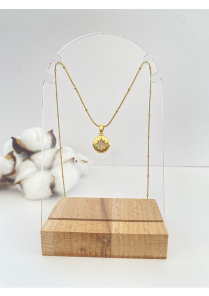 Taşlı Kutup Yıldızı Çelik Kolye