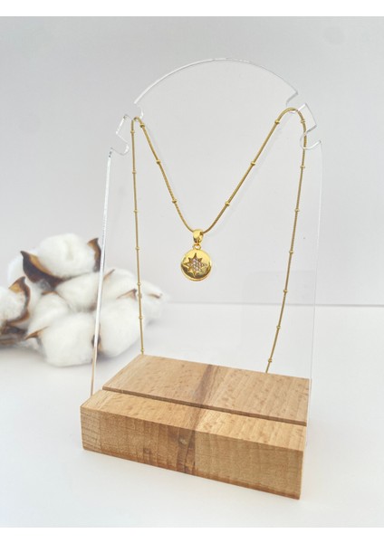 Taşlı Kutup Yıldızı Çelik Kolye modelleri