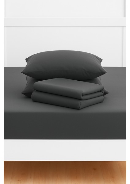 Mirava Premium %100 Pamuk Penye Lastikli Çift Kişilik Çarşaf Takımı (2 Yastık Kılıfı Dahil) Antrasit 160X200CM modelleri
