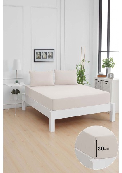 Mirava Premium %100 Pamuk Penye Lastikli Çift Kişilik Çarşaf Takımı (2 Yastık Kılıfı Dahil) Açık Gri 140X200CM modelleri