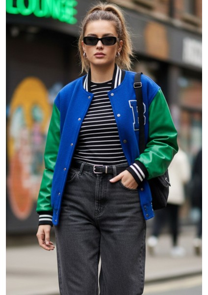 Kadın Çizgili Uzun Kollu Basic Body Fit Badi Dört Mevsim Likralı Esnek Kumaş - Kadın Body