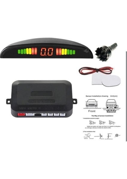 Dijital Ekranlı Araç Park Sensörü Ses Ikazlı 22 mm Siyah Sensör Göz Pmx